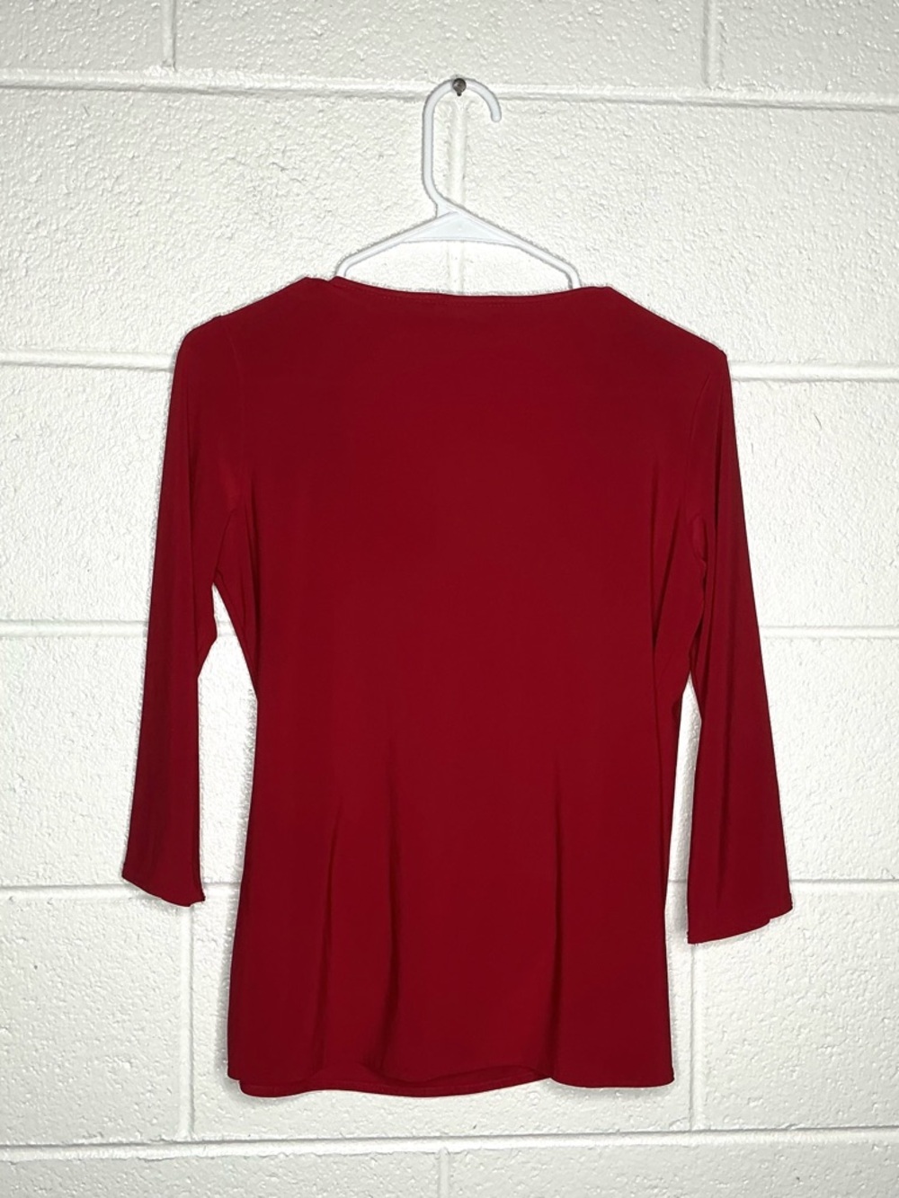 < Y2K Rachel Red Wrap Blouse With Metal Accent Piece > - Picture 4 of 4
